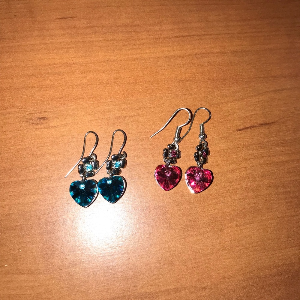 2 heart earring set